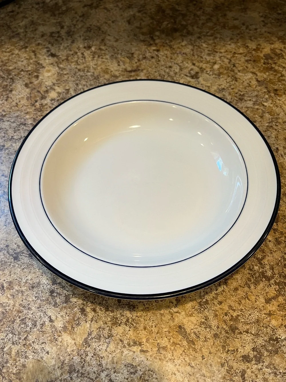 Crate&Barrel Roulette Blue Band Low Bowl